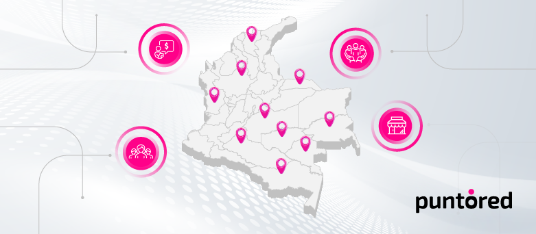 Mapa de Colombia con indicadores de inclusión económica de Puntored 2024